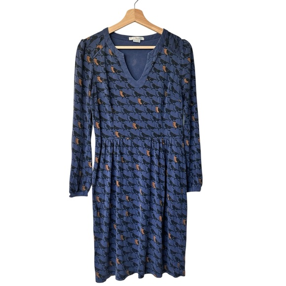 Boden Alicia Goldfinch Dress bird Patterned Dress 8R - Picture 2 of 9